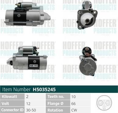 Hoffer H5035245 - Стартер avtokuzovplus.com.ua