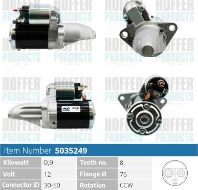 Hoffer H5035249 - Стартер autocars.com.ua