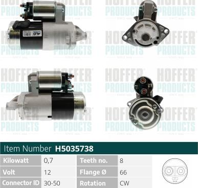 Hoffer H5035738 - Стартер autocars.com.ua