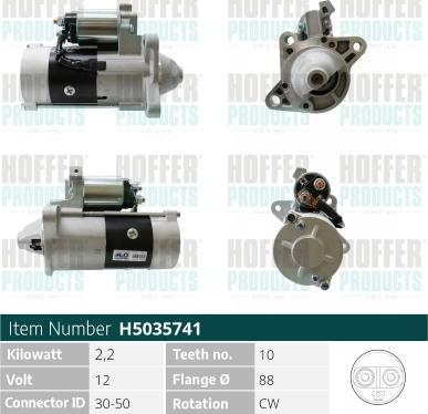 Hoffer H5035741 - Стартер autocars.com.ua