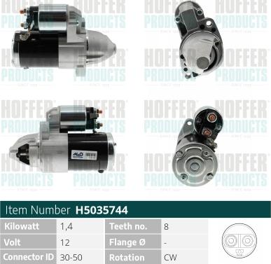 Hoffer H5035744 - Стартер autocars.com.ua