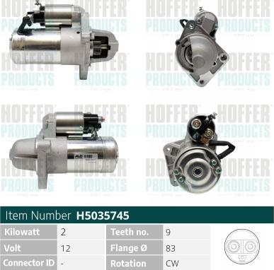 Hoffer H5035745 - Стартер autocars.com.ua