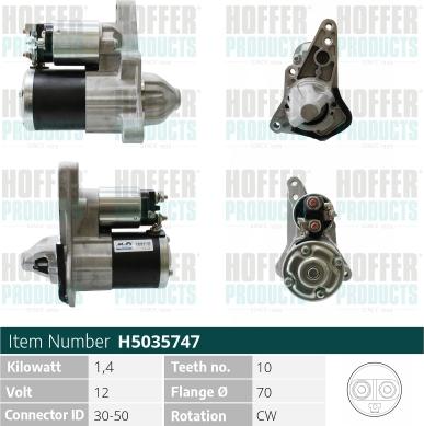 Hoffer H5035747 - Стартер autocars.com.ua