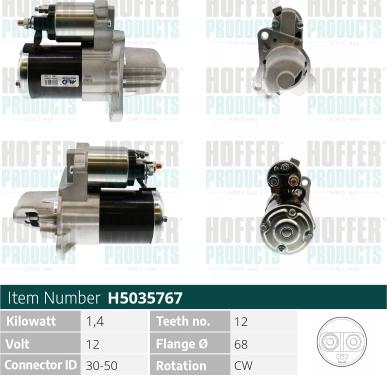 Hoffer H5035767 - Стартер autocars.com.ua