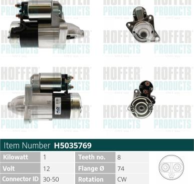 Hoffer H5035769 - Стартер avtokuzovplus.com.ua