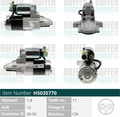 Hoffer H5035770 - Стартер autocars.com.ua