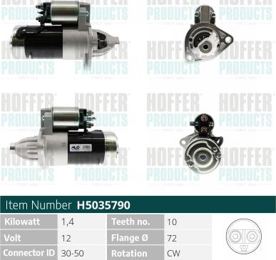 Hoffer H5035790 - Стартер avtokuzovplus.com.ua