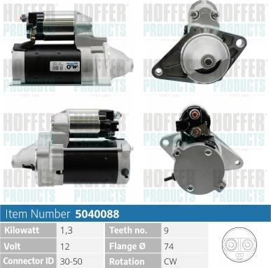 Hoffer H5040088 - Стартер autocars.com.ua