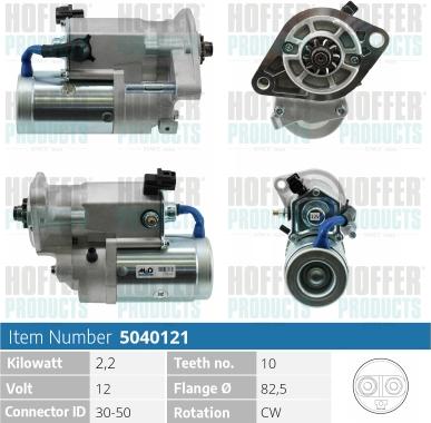 Hoffer H5040121 - Стартер autocars.com.ua