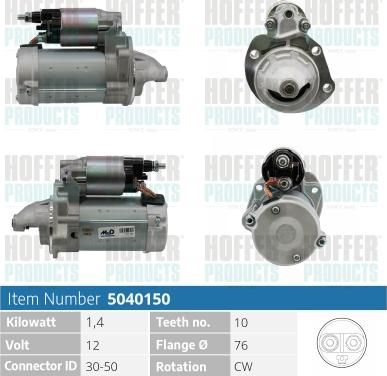 Hoffer H5040150 - Стартер autocars.com.ua