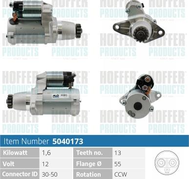 Hoffer H5040173 - Стартер autocars.com.ua