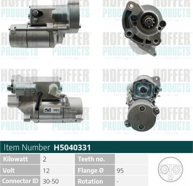 Hoffer H5040331 - Стартер autocars.com.ua