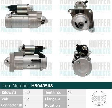 Hoffer H5040568 - Стартер autocars.com.ua
