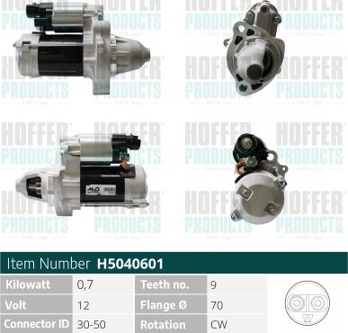 Hoffer H5040601 - Стартер autocars.com.ua