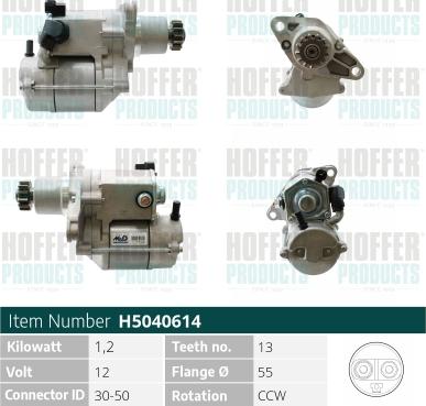 Hoffer H5040614 - Стартер autocars.com.ua