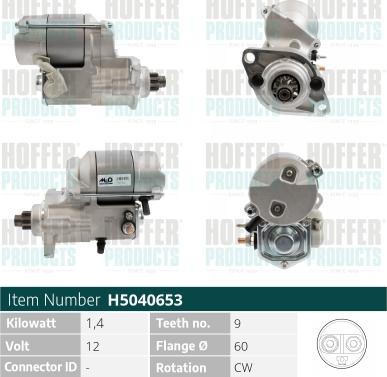 Hoffer H5040653 - Стартер autocars.com.ua
