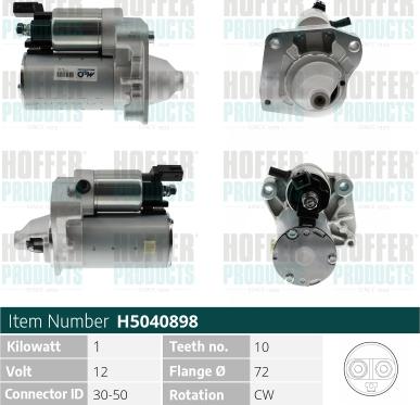 Hoffer H5040898 - Стартер avtokuzovplus.com.ua