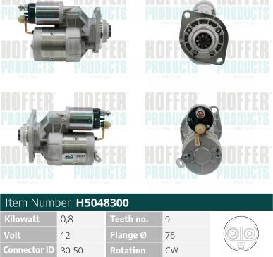 Hoffer H5048300 - Стартер autocars.com.ua