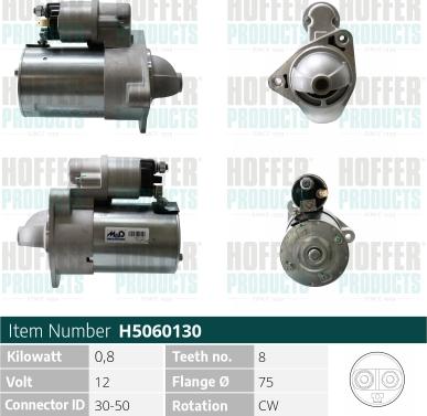 Hoffer H5060130 - Стартер autocars.com.ua