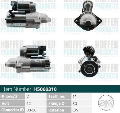 Hoffer H5060310 - Стартер avtokuzovplus.com.ua