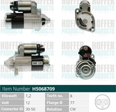 Hoffer H5068709 - Стартер autocars.com.ua