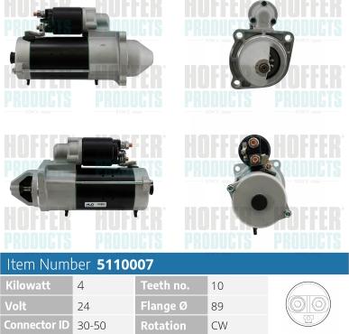 Hoffer H5110007 - Стартер autocars.com.ua