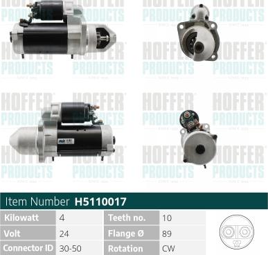 Hoffer H5110017 - Стартер avtokuzovplus.com.ua