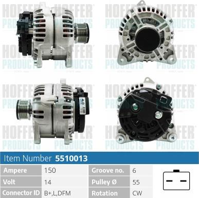 Hoffer H5510013 - Генератор autocars.com.ua