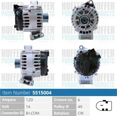 Hoffer H5515004 - Генератор avtokuzovplus.com.ua