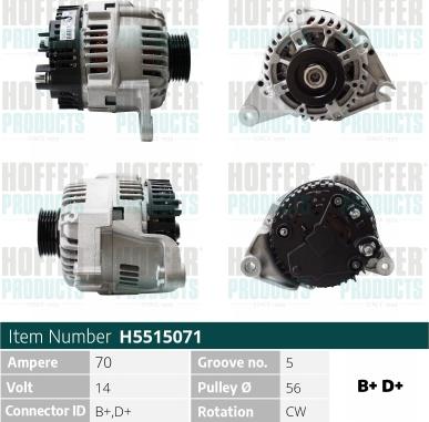 Hoffer H5515071 - Генератор autocars.com.ua