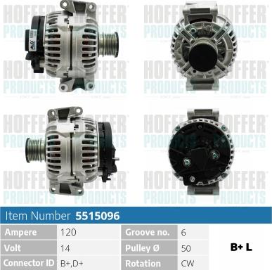 Hoffer H5515096 - Генератор autocars.com.ua