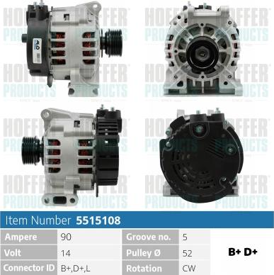 Hoffer H5515108 - Генератор avtokuzovplus.com.ua