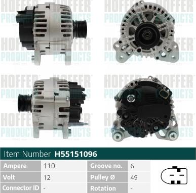 Hoffer H55151096 - Генератор avtokuzovplus.com.ua