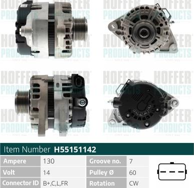 Hoffer H55151142 - Генератор avtokuzovplus.com.ua