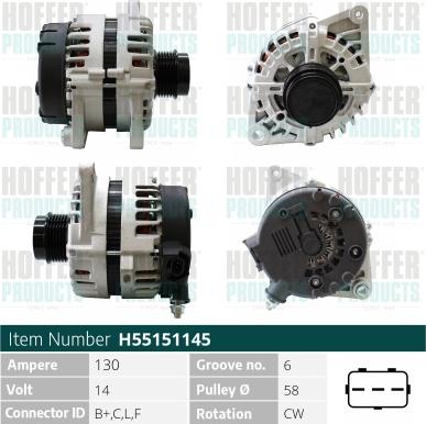 Hoffer H55151145 - Генератор autocars.com.ua