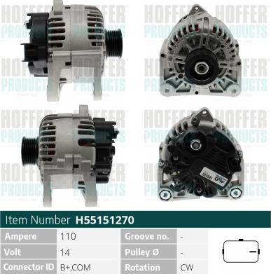 Hoffer H55151270 - Генератор avtokuzovplus.com.ua