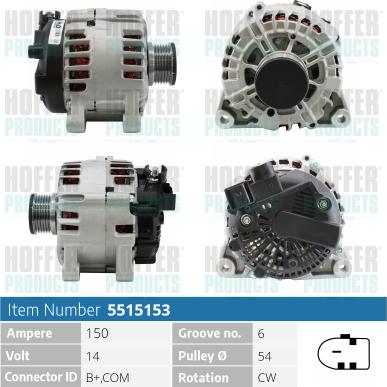 Hoffer H5515153 - Генератор avtokuzovplus.com.ua