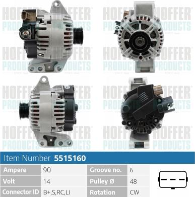 Hoffer H5515160 - Генератор avtokuzovplus.com.ua