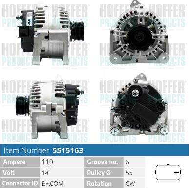 Hoffer H5515163P - Генератор avtokuzovplus.com.ua