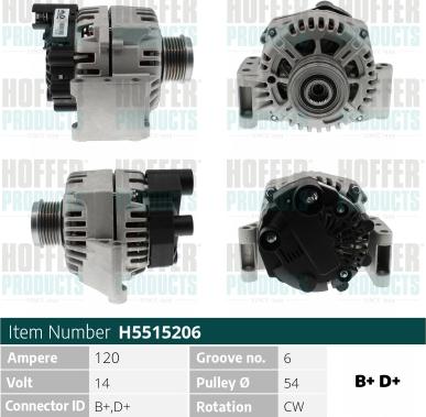 Hoffer H5515206 - Генератор autocars.com.ua