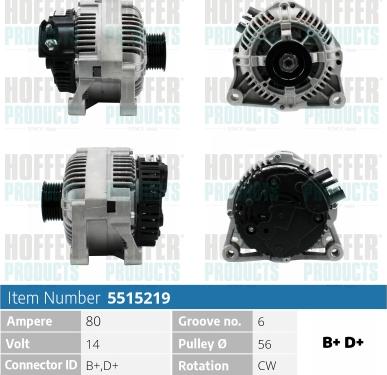 Hoffer H5515219 - Генератор avtokuzovplus.com.ua