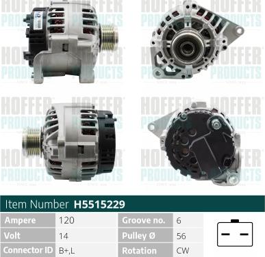 Hoffer H5515229 - Генератор avtokuzovplus.com.ua