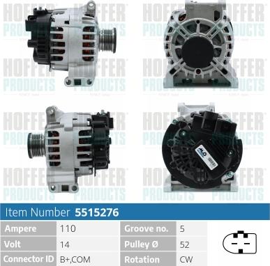 Hoffer H5515276P - Генератор avtokuzovplus.com.ua