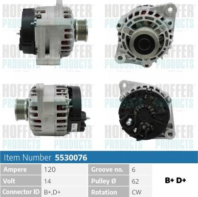 Hoffer H5530076 - Генератор autocars.com.ua