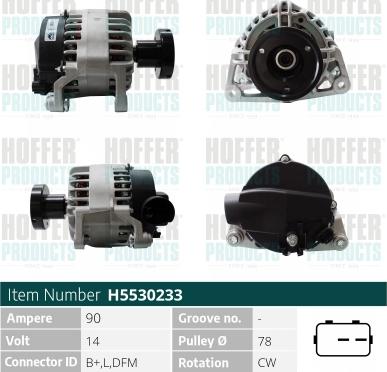 Hoffer H5530233 - Генератор autocars.com.ua