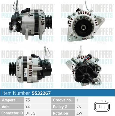 Hoffer H5532267 - Генератор autocars.com.ua