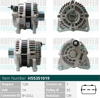 Hoffer H55351019 - Генератор avtokuzovplus.com.ua