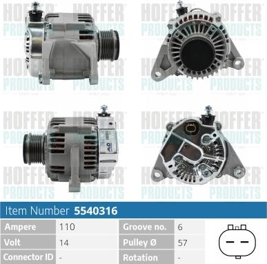 Hoffer H5540316 - Генератор autocars.com.ua