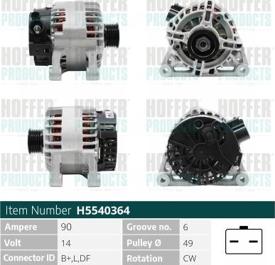 Hoffer H5540364 - Генератор avtokuzovplus.com.ua