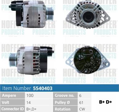 Hoffer H5540403 - Генератор avtokuzovplus.com.ua